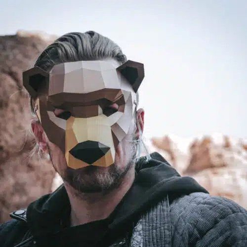 Masque d'ours en papercraft 3D