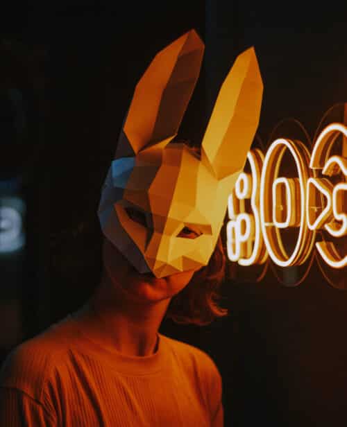 Masque lapin 3D en papercraft