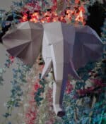Tête d'éléphant en papercraft 3D