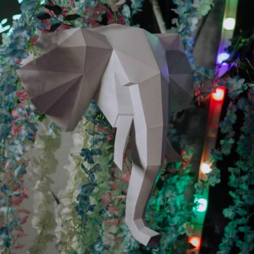 Tête d'éléphant en papercraft 3D