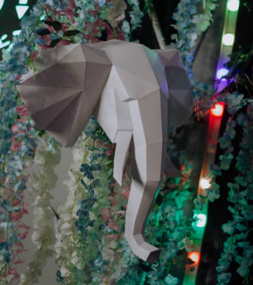 Tête d'éléphant en papercraft 3D