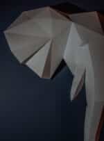 Tête d'éléphant en papercraft 3D