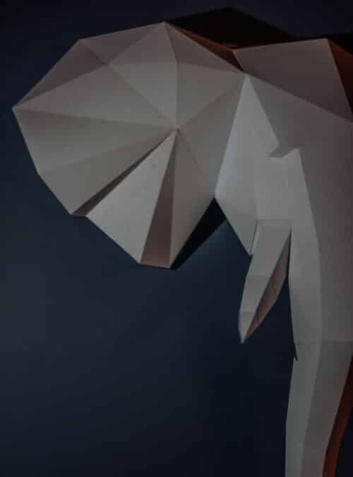Tête d'éléphant en papercraft 3D
