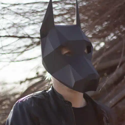 Masque casque Doberman en papercraft 3D