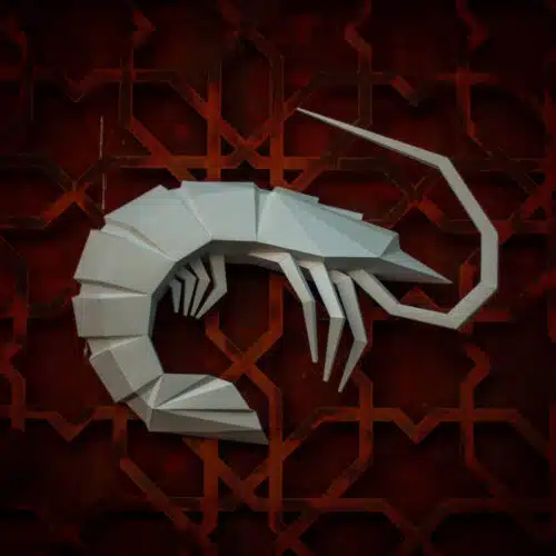 Crevette en papercraft 3D