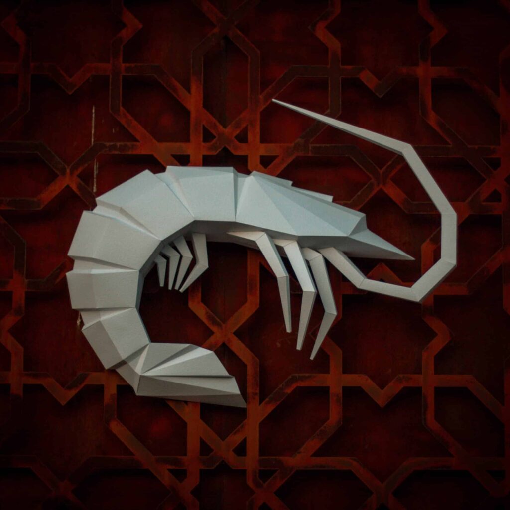 Crevette en papercraft 3D