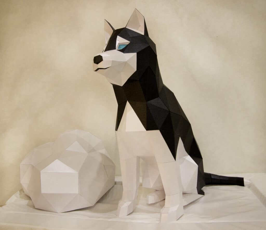 Papercraft de husky em origami 3D Papercraft de husky em origami 3D