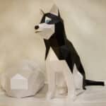 Papercraft de husky em origami 3D