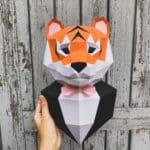 Trophée tigre en costume papercraft 3D
