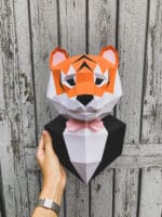 Trophée tigre en costume papercraft 3D