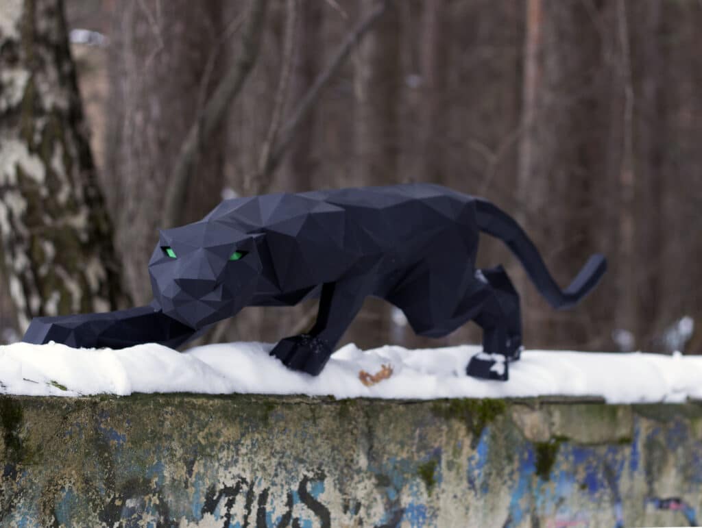 Papercraft de pantera em origami 3D Papercraft de pantera em origami 3D