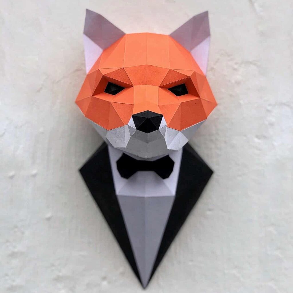 Papercraft 3D renard en costume