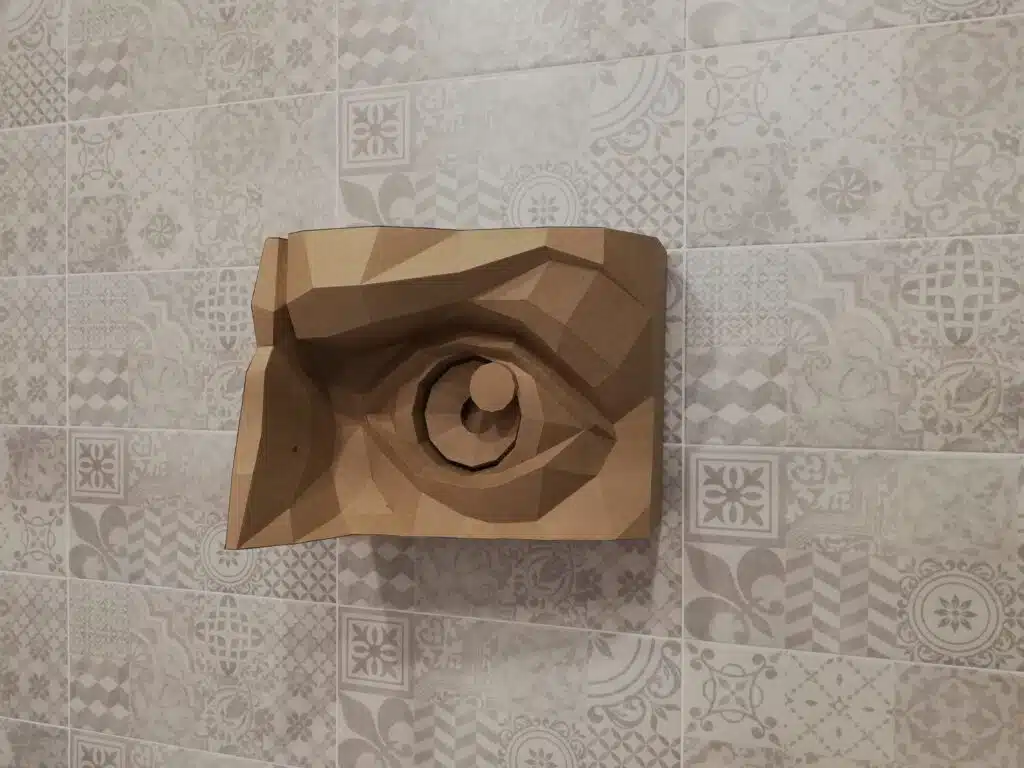 Papercraft von linken und rechten Augen in 3D-Origami Papercraft von linken und rechten Augen in 3D-Origami