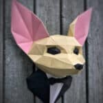 Papercraft de renard fennec en costume origami 3D