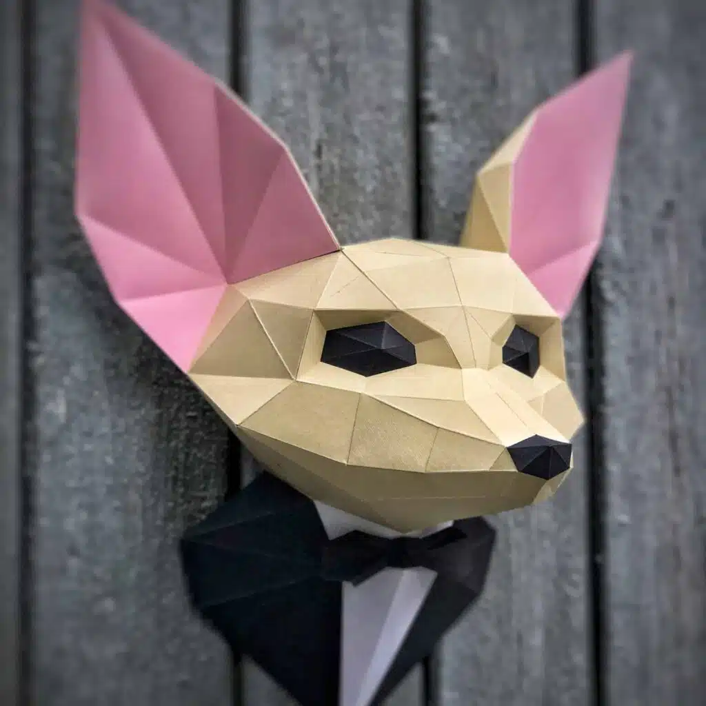 Renard fennec en costume papercraft 3D
