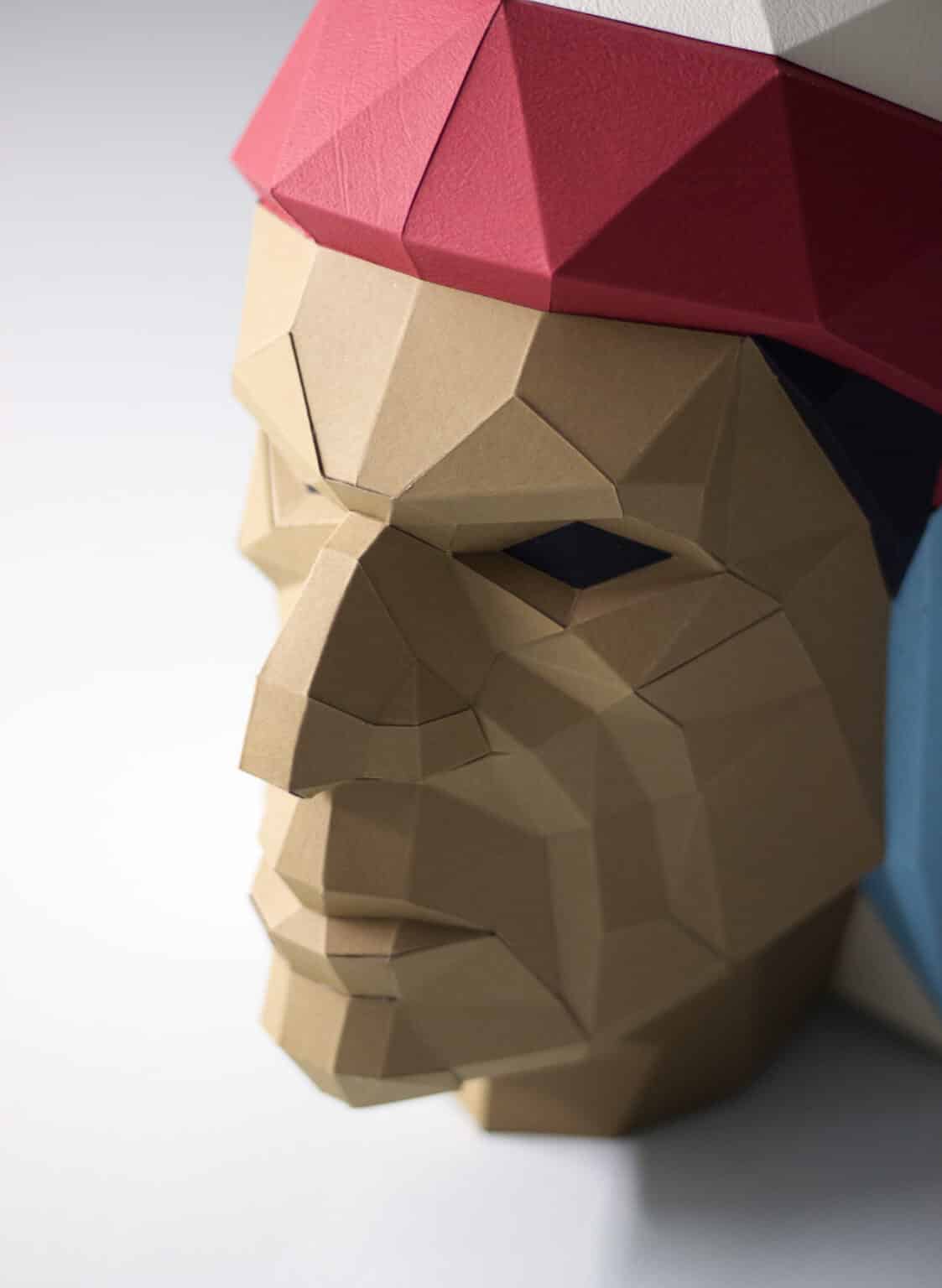 Papercraft of Native American chief in 3D origami