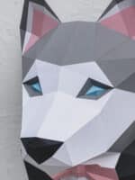 Sculpture chien husky en papercraft 3D