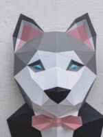 Sculpture chien husky en papercraft 3D