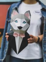 Sculpture chien husky en papercraft 3D