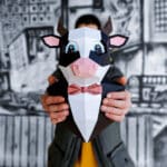 Papercraft de taureau en costume en origami 3D