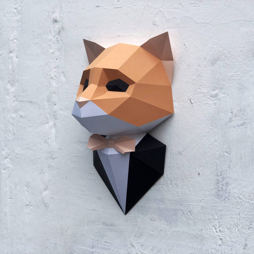 Chat en costume papercraft 3D