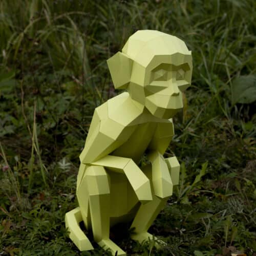 Singe assis en papercraft 3D
