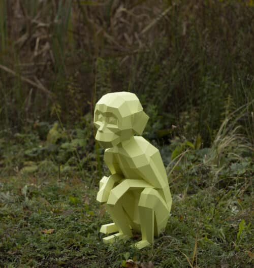 Singe assis en papercraft 3D