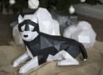 Husky allongé en papercraft 3D