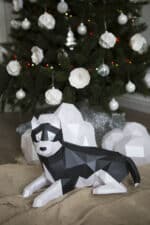 Husky allongé en papercraft 3D