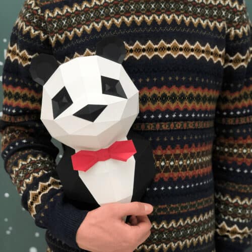 Panda en costume en papercraft 3D