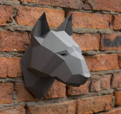 Tête de bull terrier en papercraft 3D