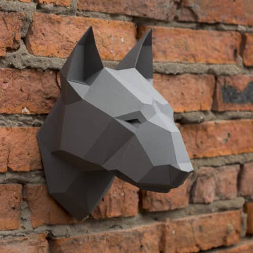 Tête de bull terrier en papercraft 3D