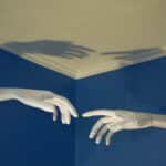 Papercraft of Michelangelo's Creation of Adam in 3D origami