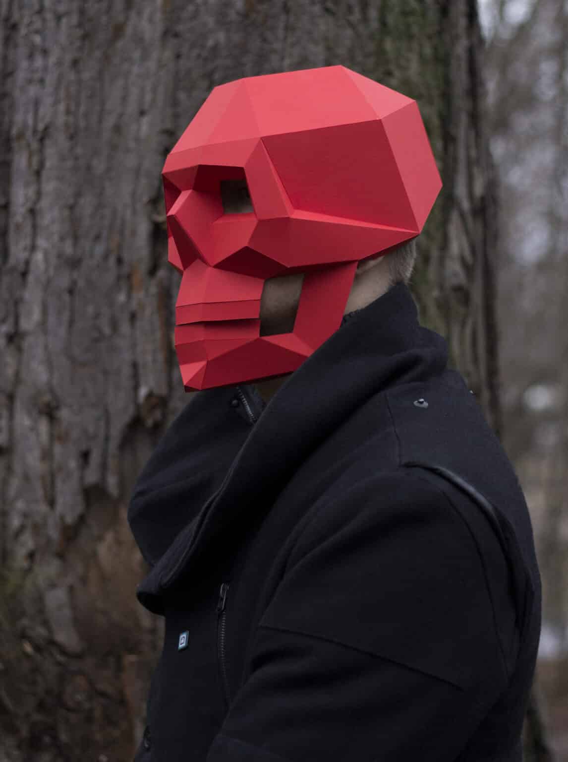 Papercraft Schädelmaske im Gothic-Design aus Origami 3D Papercraft Schädelmaske im Gothic-Design aus Origami 3D