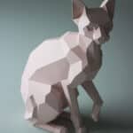 Sculpture chat sphynx assis papercraft