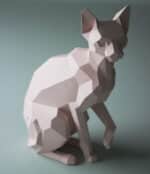 Sculpture chat sphynx assis papercraft