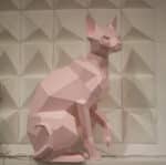 Sculpture chat sphynx assis papercraft