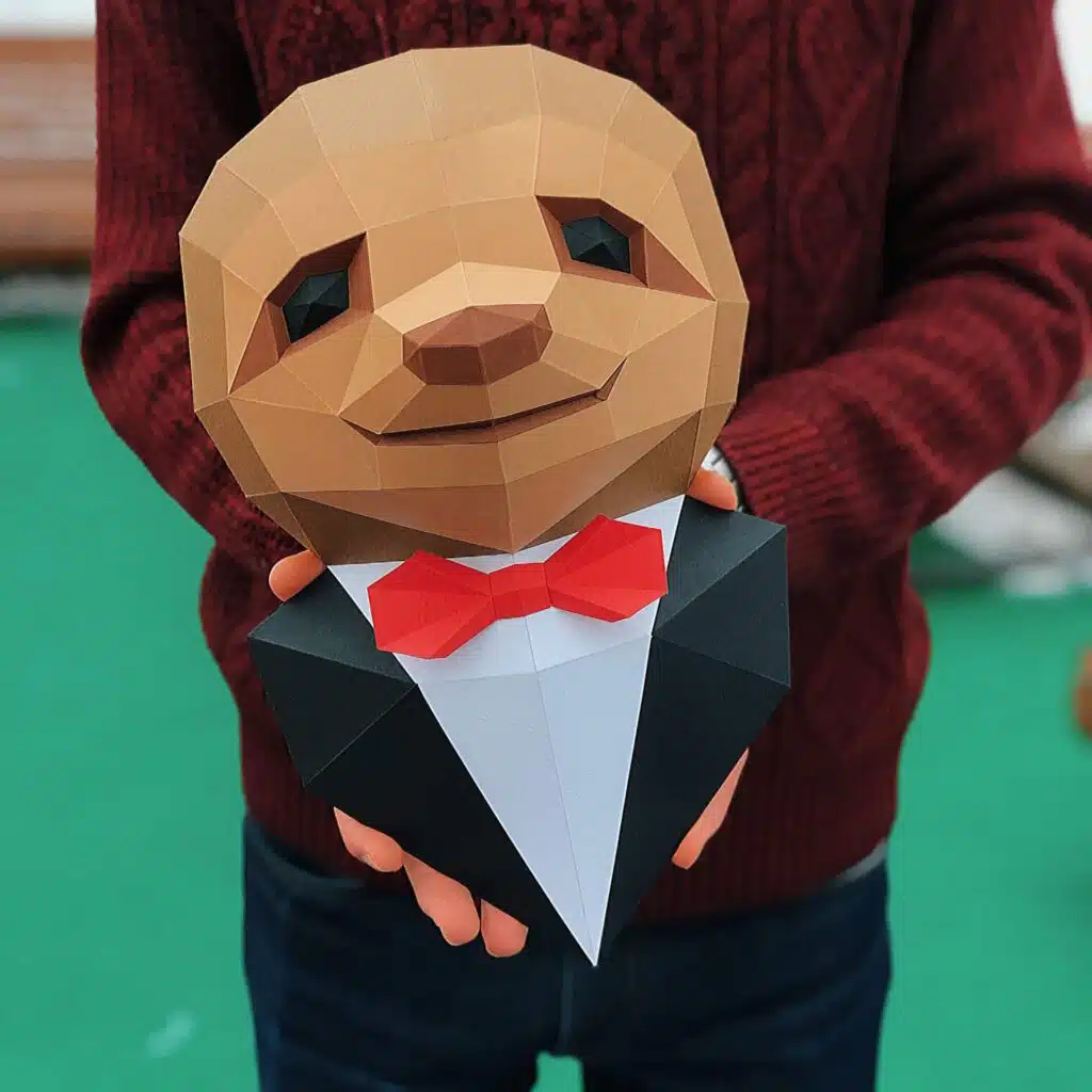 Paresseux en costume papercraft 3D