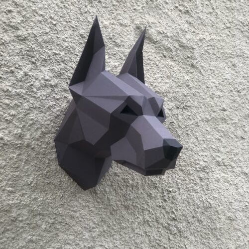 Tête de doberman en papercraft 3D