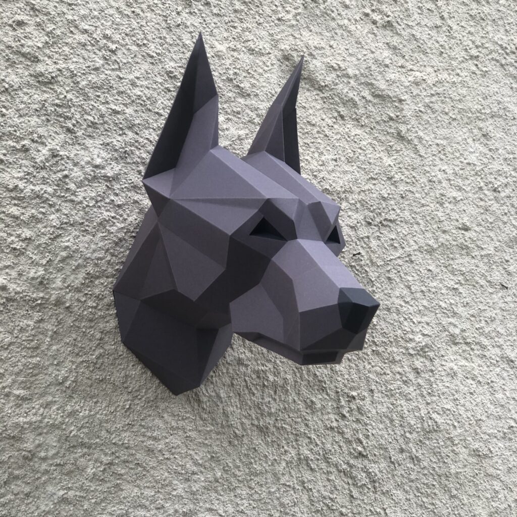 Tête de doberman en papercraft 3D