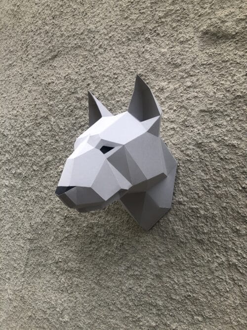 Tête de bull terrier en papercraft 3D