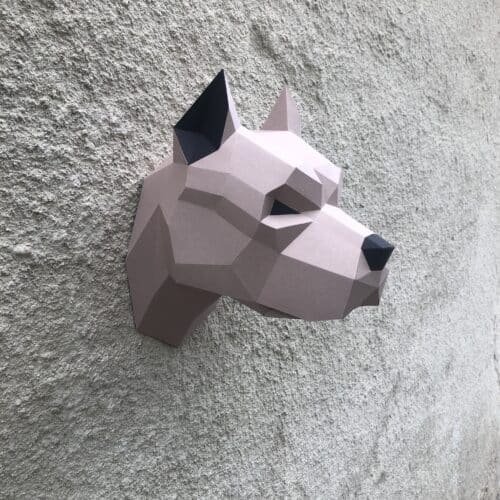 Tête de pitbull en papercraft 3D