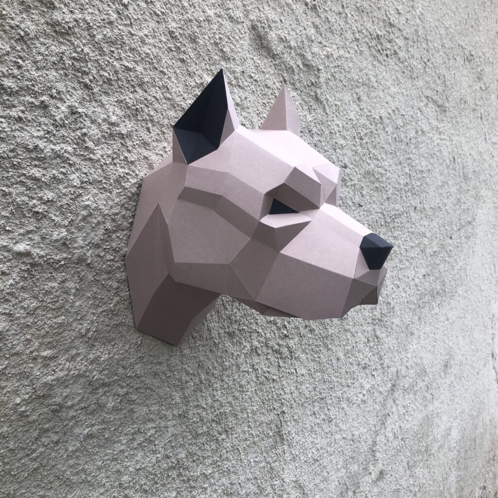 Tête de pitbull en papercraft 3D