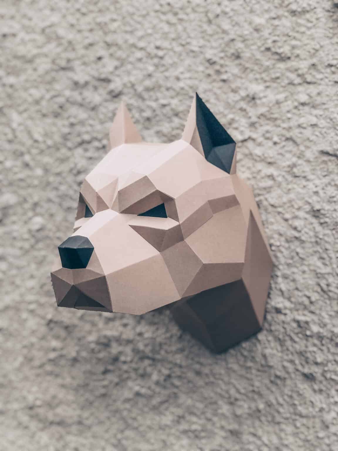 Papercraft di testa di pitbull in origami 3D Papercraft di testa di pitbull in origami 3D