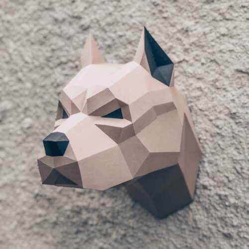 Tête de pitbull en papercraft 3D