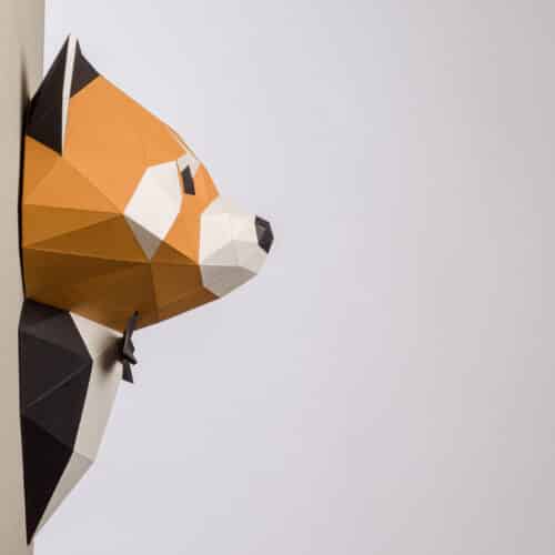 Panda roux en costume papercraft 3D