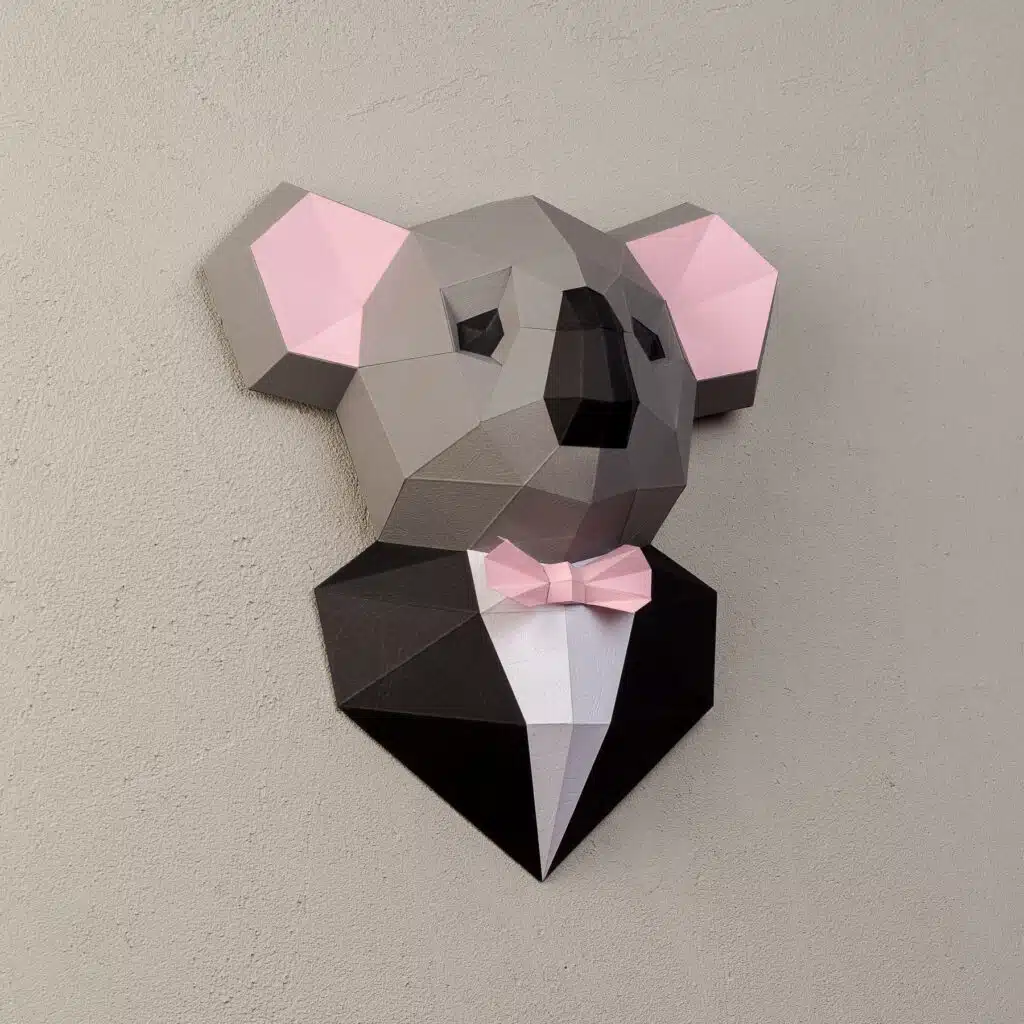 Papercraft de koala en costume en origami 3D Papercraft de koala en costume en origami 3D