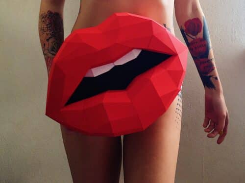Papercraft 3D bouche rouge à assembler
