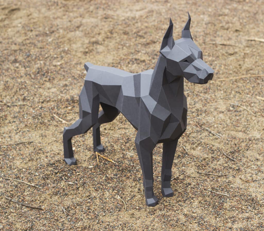 Papercraft de Doberman en origami 3D Papercraft de Doberman en origami 3D