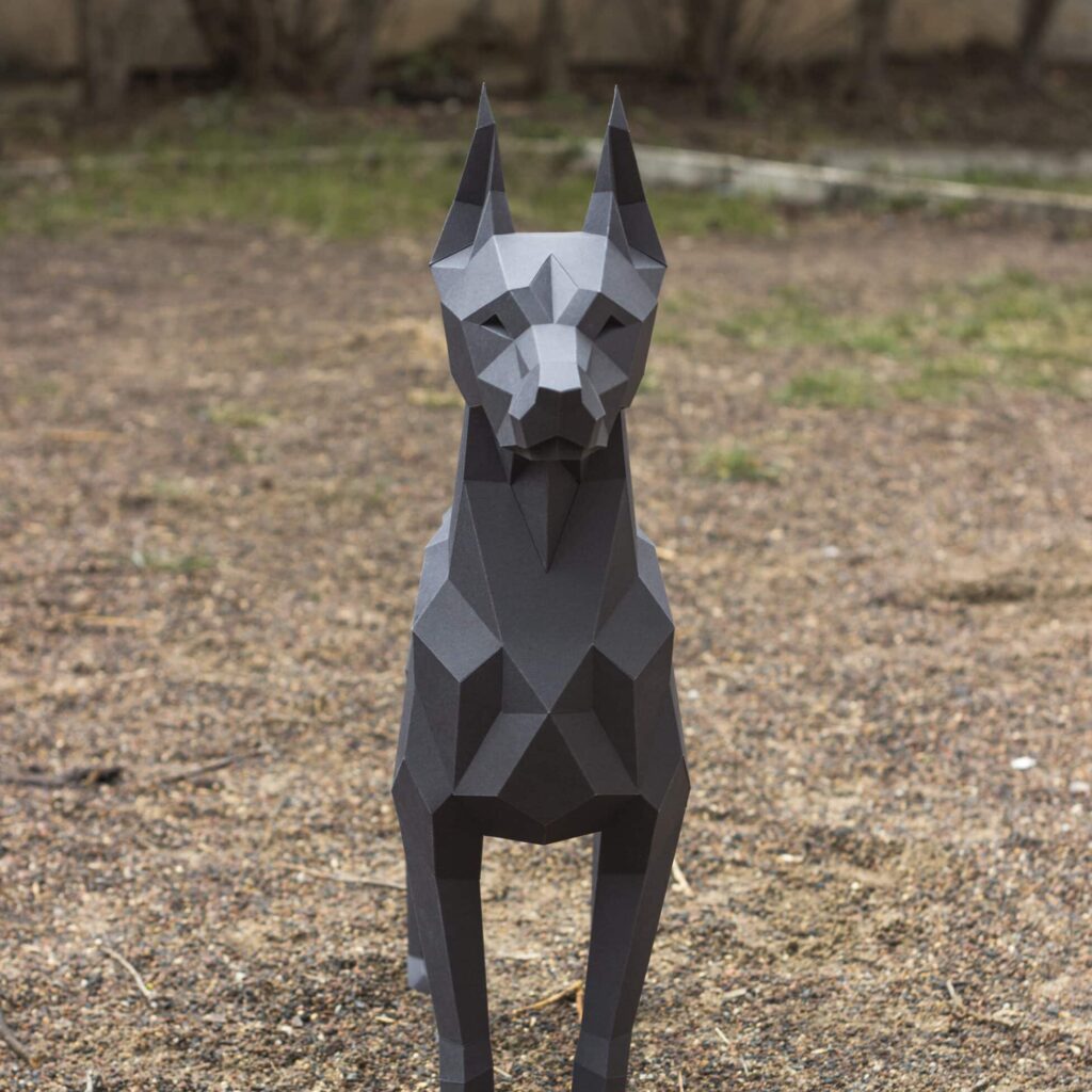 Doberman en papercraft 3D